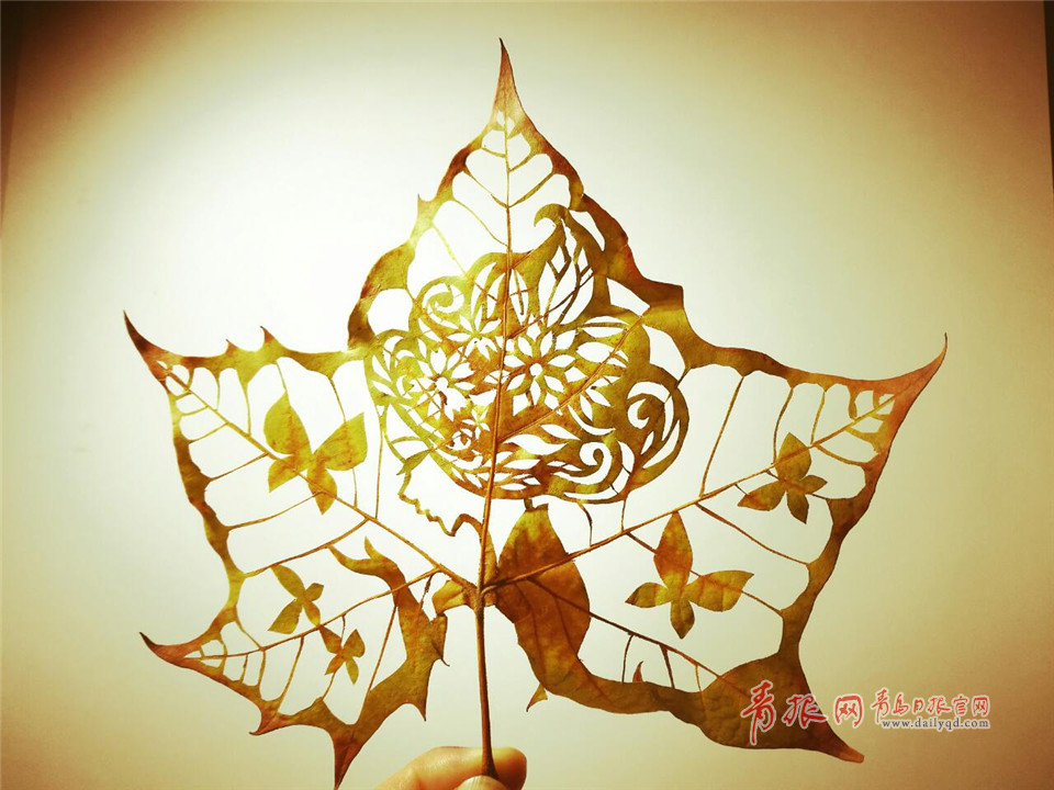 惟妙惟肖！青岛嫚树叶上作画留住秋天的尾巴