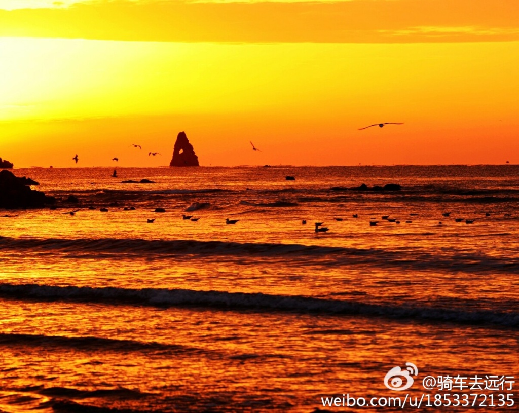 朝霞漫天伴鸥舞 初春石老人海上日出壮美奇幻 朝霞漫天伴鸥舞 初春石老人海上日出壮美奇幻