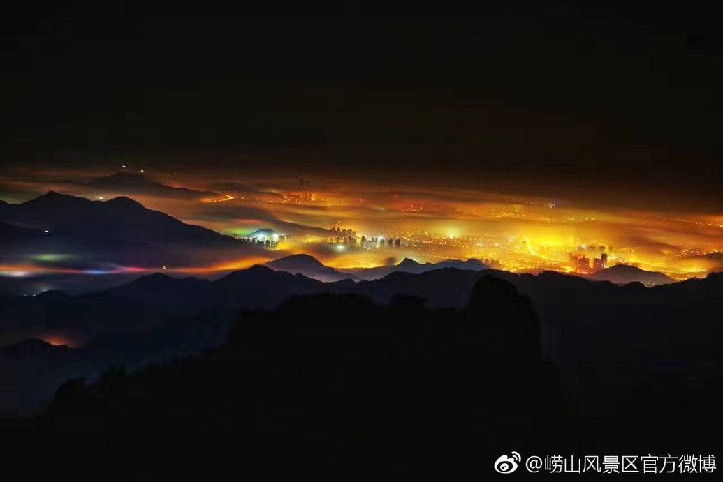 晒暮春崂山壮观云海 仙境盛景奇幻之美